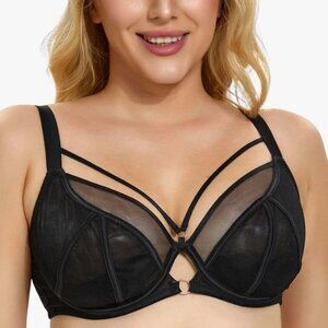See Through Bras for Sexy Unlined Underwire Full Coverage Plus Size La **36E**